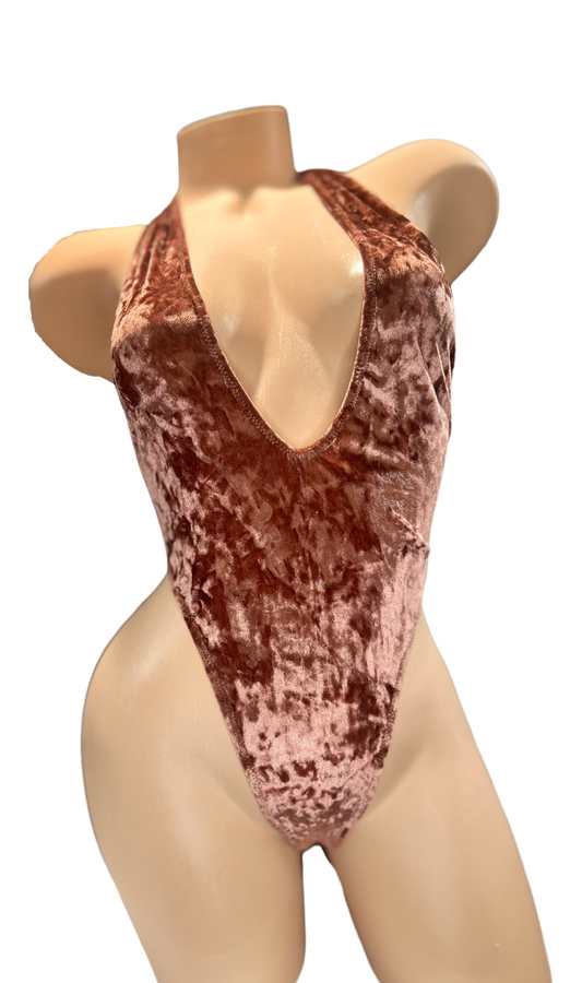 Crushed Velvet Halter Bodysuit